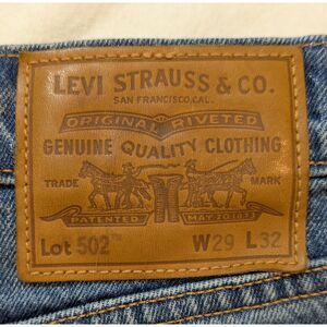 Levi’s Premium 502 Taper Jeans 29x32 Medium Wash Waterless "Big E" 2023